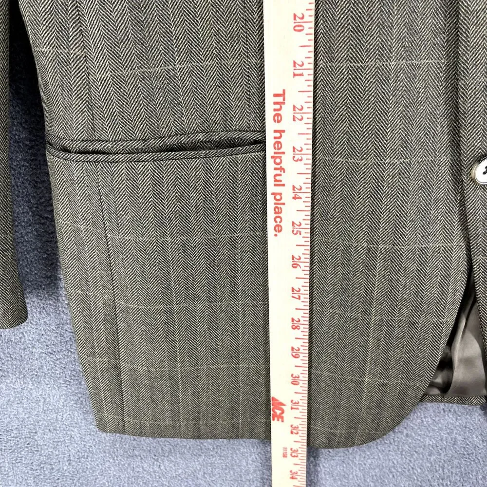 Joseph Abboud Suit Jacket Mens 42R‎ Brown Plaid Wool Two Button Coat Blazer